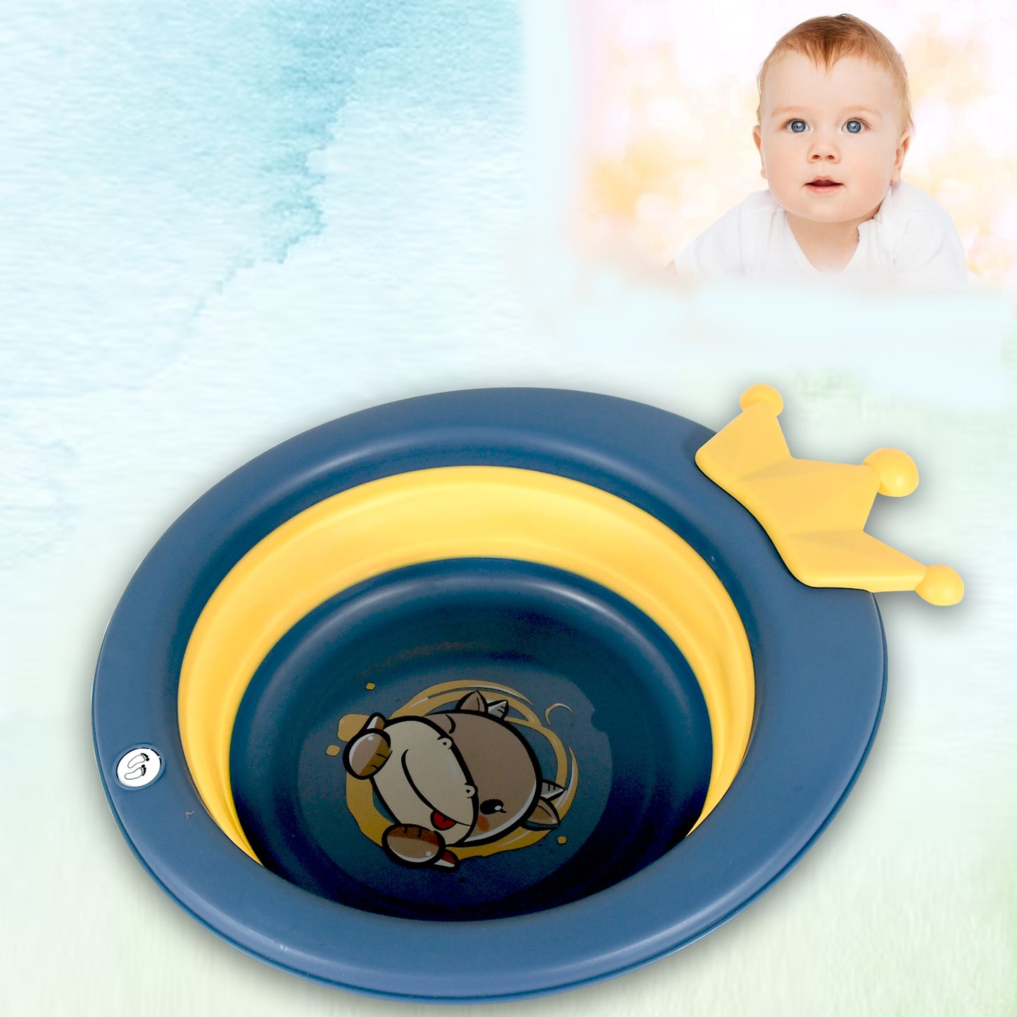 17514 Cartoon Shape Wash Basin Space Saving Multi Function Foldable Baby Wash Basin Easy Clean Lightweight Thicken For Washing Face For Home (33x31 Cm 1 Pc)
