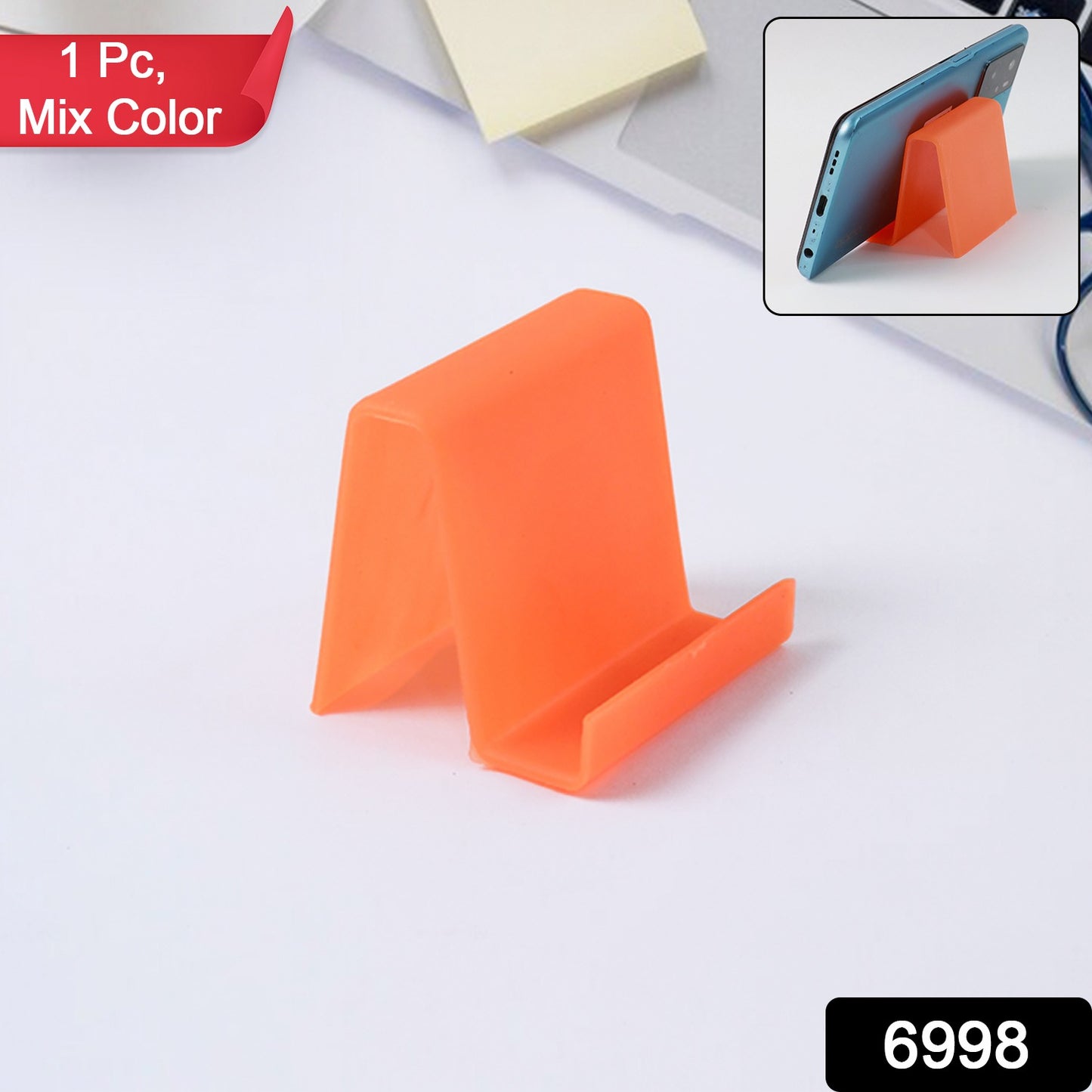 Durable Plastic Mobile Phone Stand With Angled Support (1 Pc Mix Color)